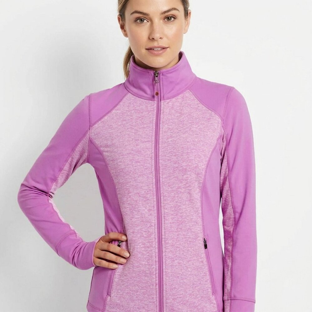 Denver Hayes Pink Full Zip Athletic Jacket Thumb Holes Outdoors Running Medium